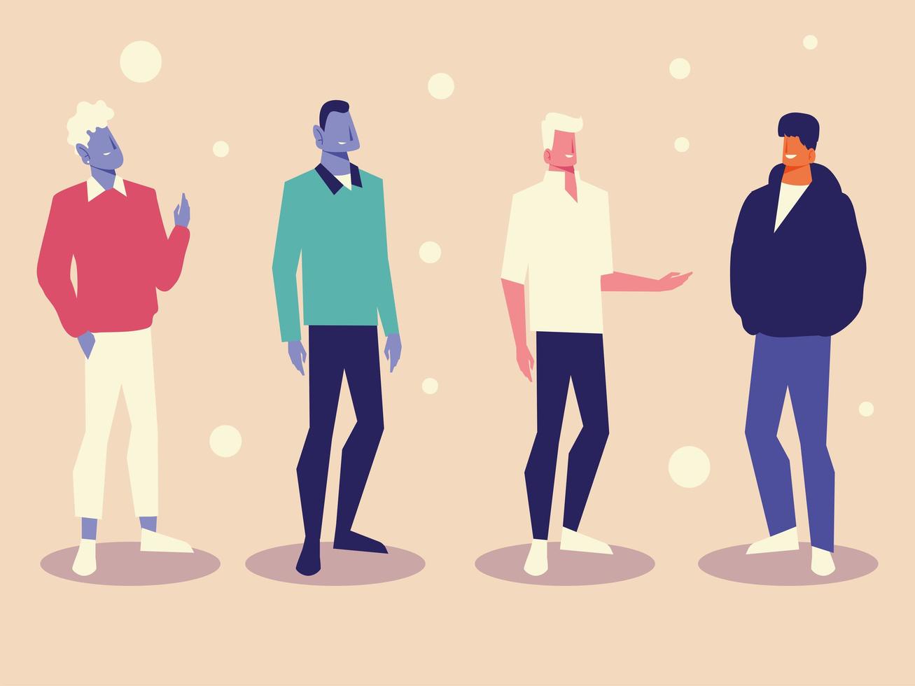 groep mannen samen staan karakter diversiteit ontwerp vector