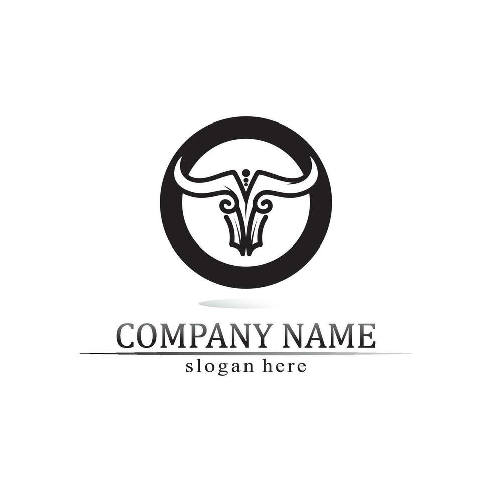 stier hoorn en buffel logo en symbolen sjabloon pictogrammen app vector