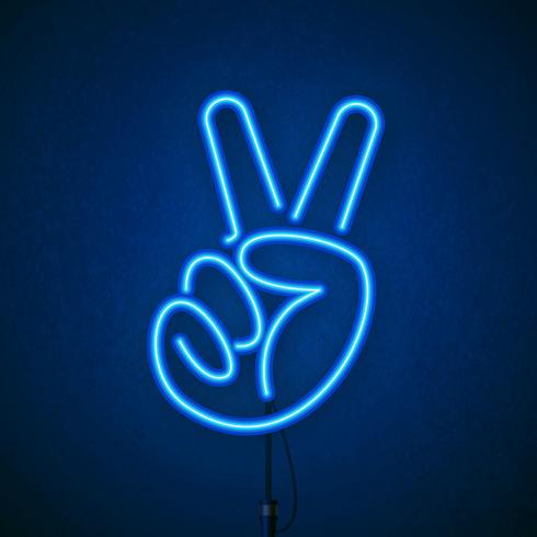Hand vrede en liefde Neon Sign vector