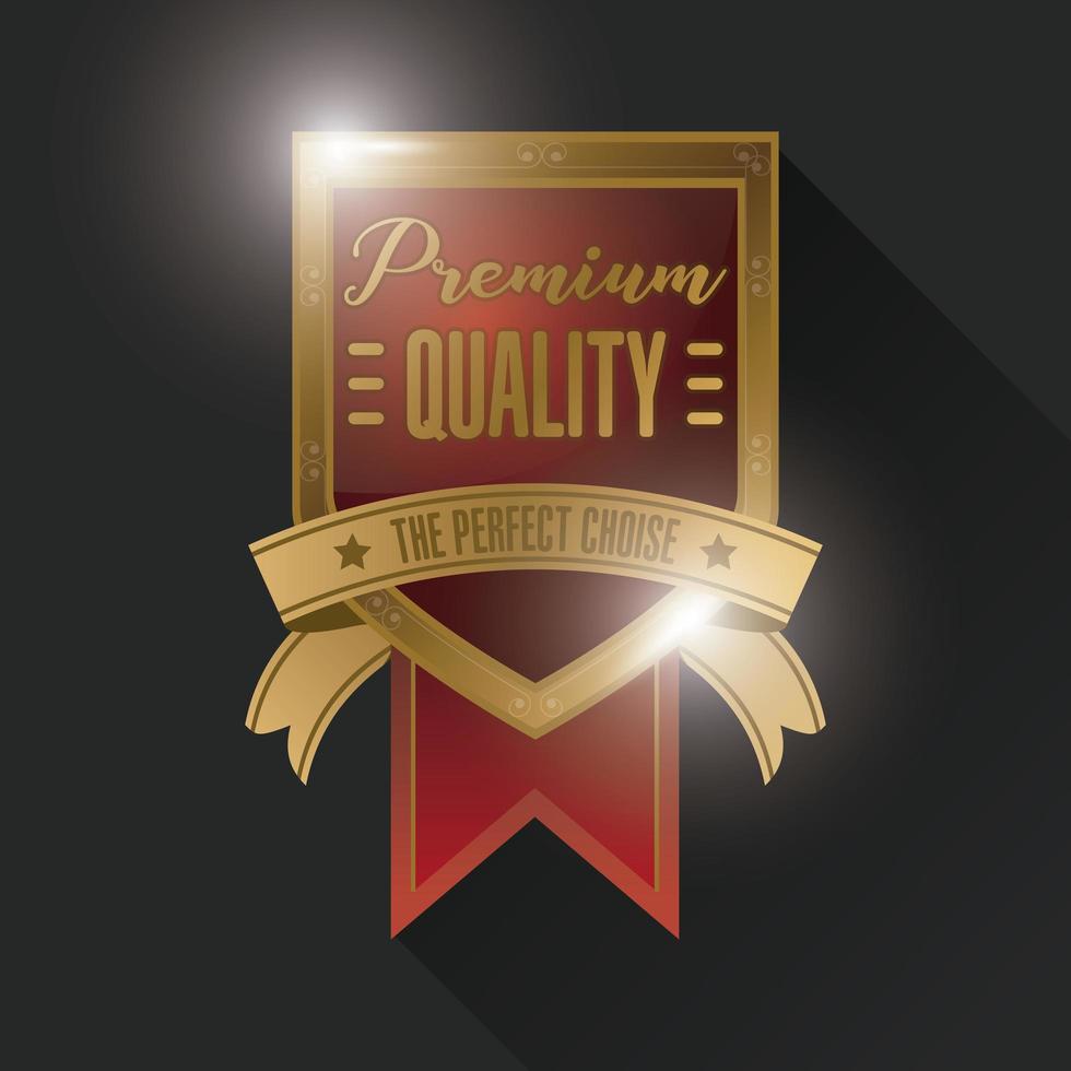 schild badge gouden embleem en lint vector