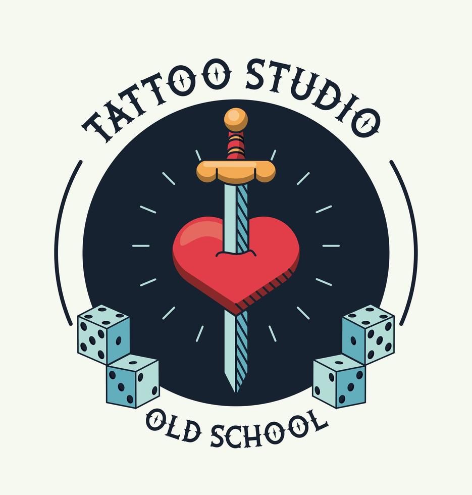 zwaard in hart tattoo studio afbeelding artistiek vector