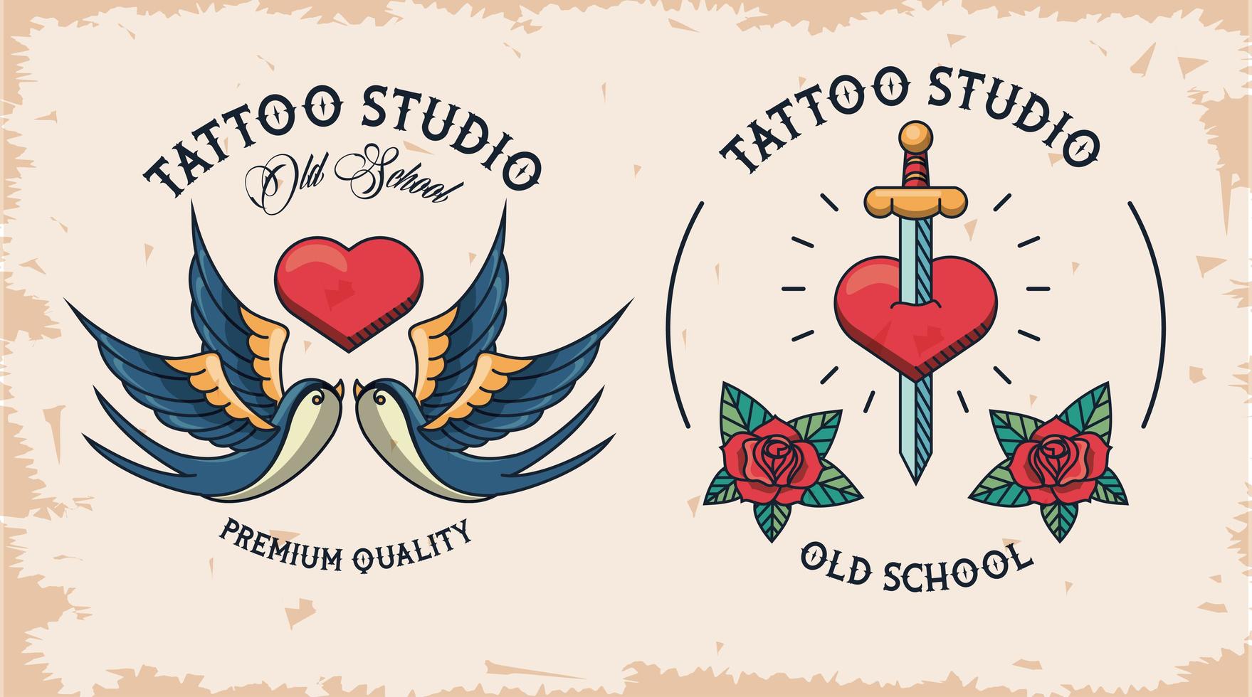 paar tatoeages studio afbeelding artistiek vector