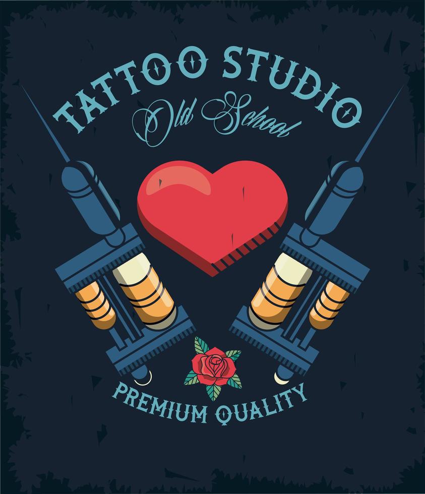 tattoo studio machines met artistieke hartafbeelding vector