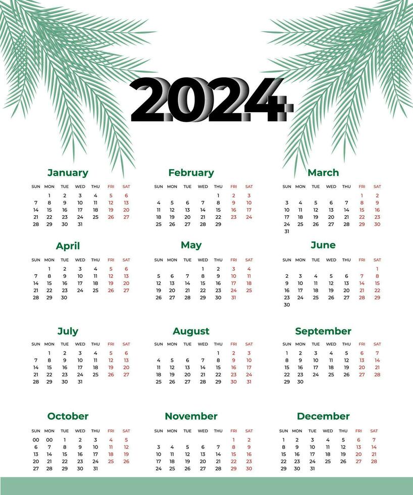 uniek en creatief kalender ontwerp sjabloon 2024 vector