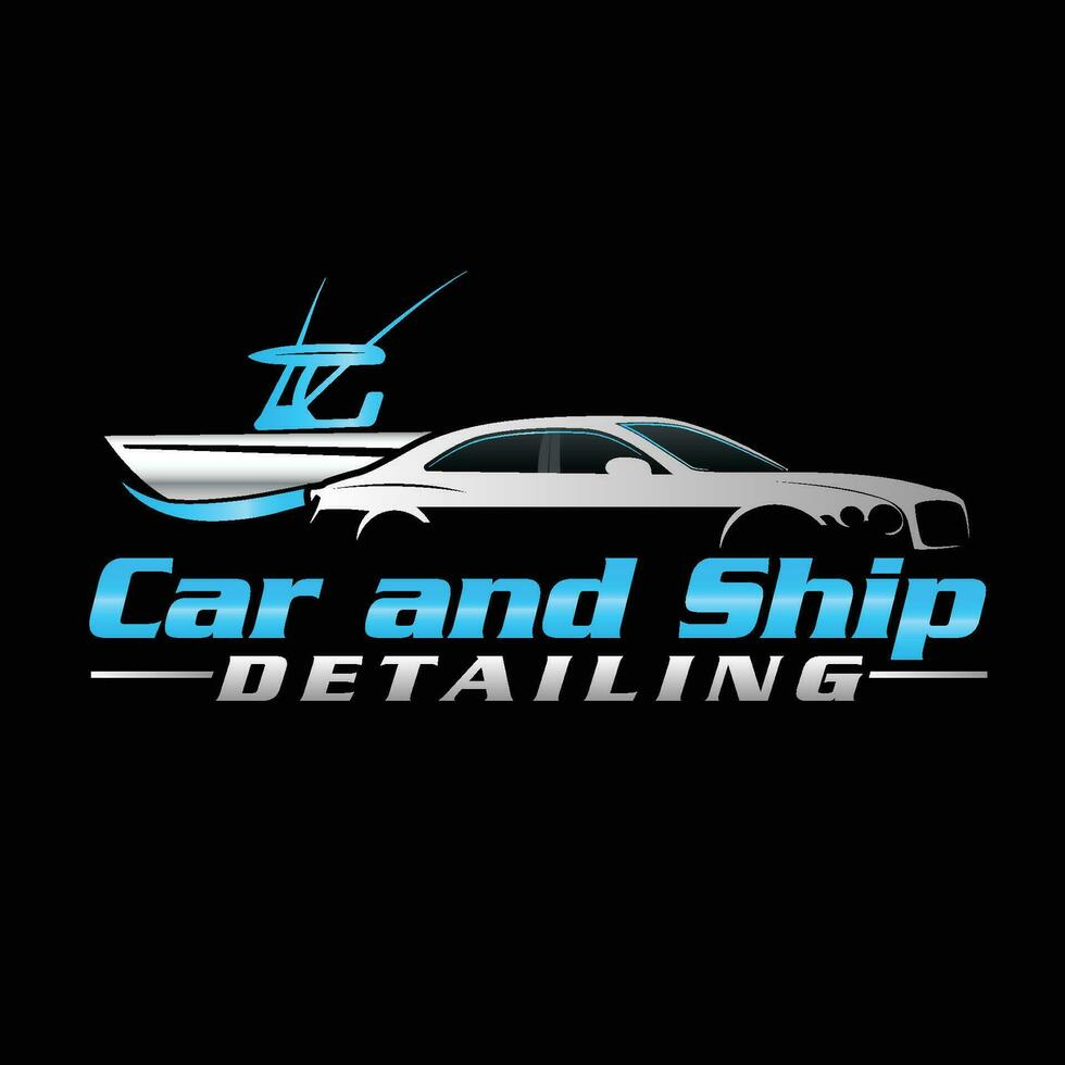 auto en schip detaillering logo ontwerp vector