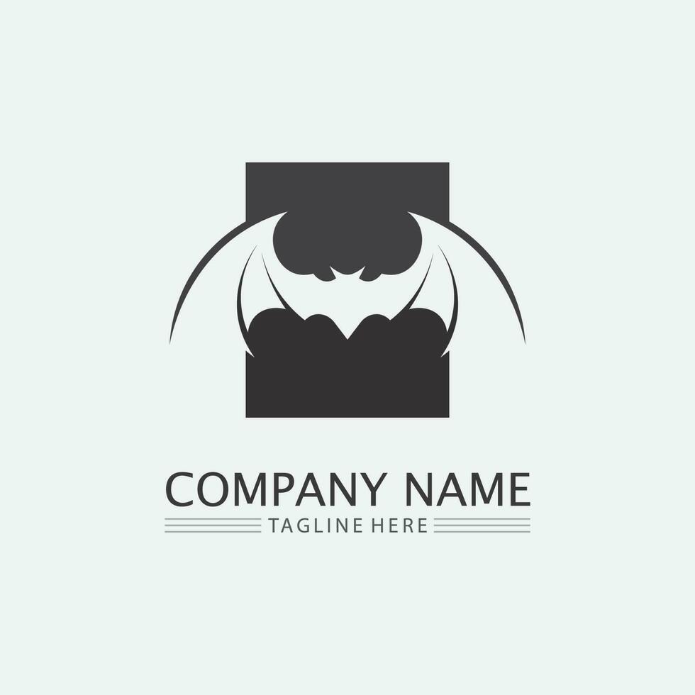 vleermuis logo dier en vector, vleugels, zwart, halloween, vampier, gothic, illustratie, ontwerp vleermuis icoon vector