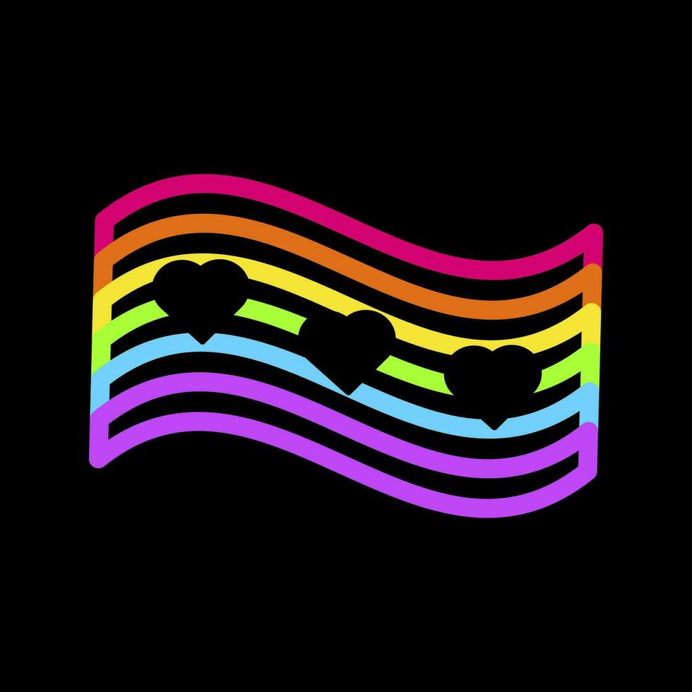neon regenboog hart vlag trots partij icoon vector