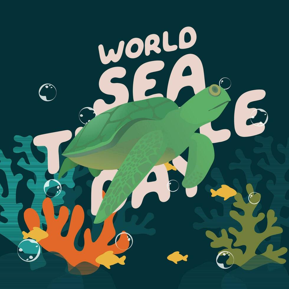 wereld zee schildpad dag ontwerp sjabloon voor viering. zee schildpad illustratie. schildpad dag. oceaan illustratie. vector