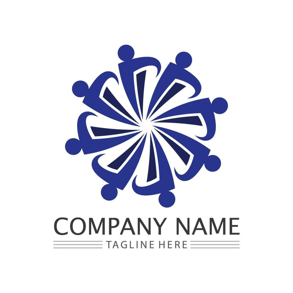 mensen groep logo en gemeenschap, netwerk en sociaal icoon vector