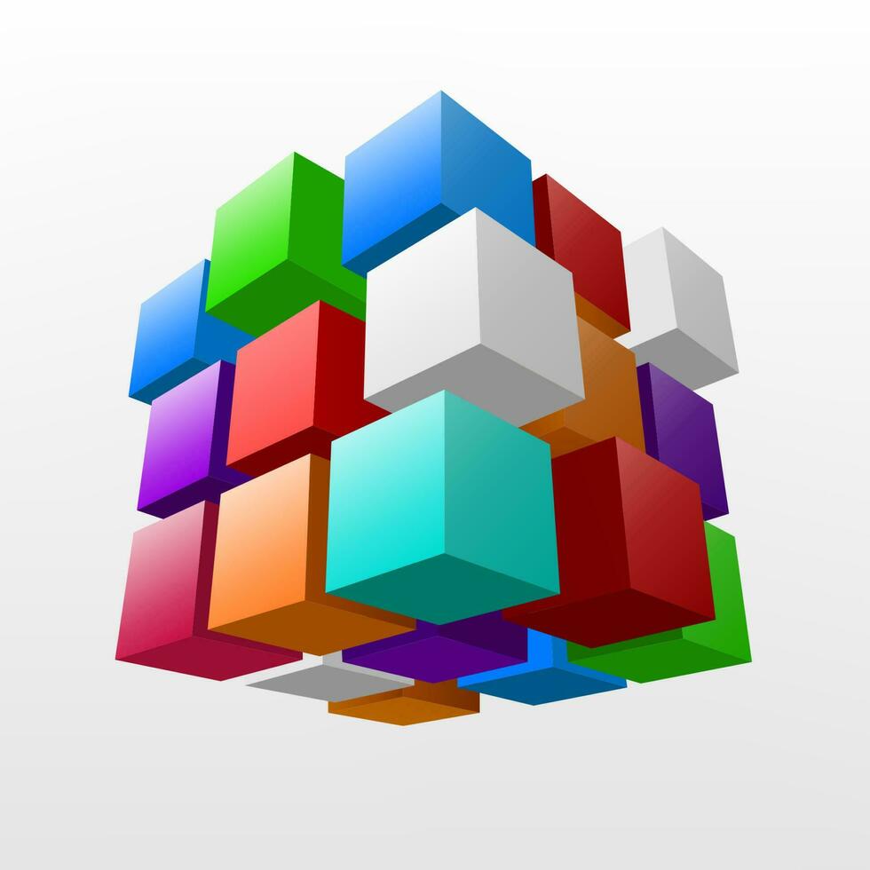 kleurrijk stuk van kubus, vector illustratie