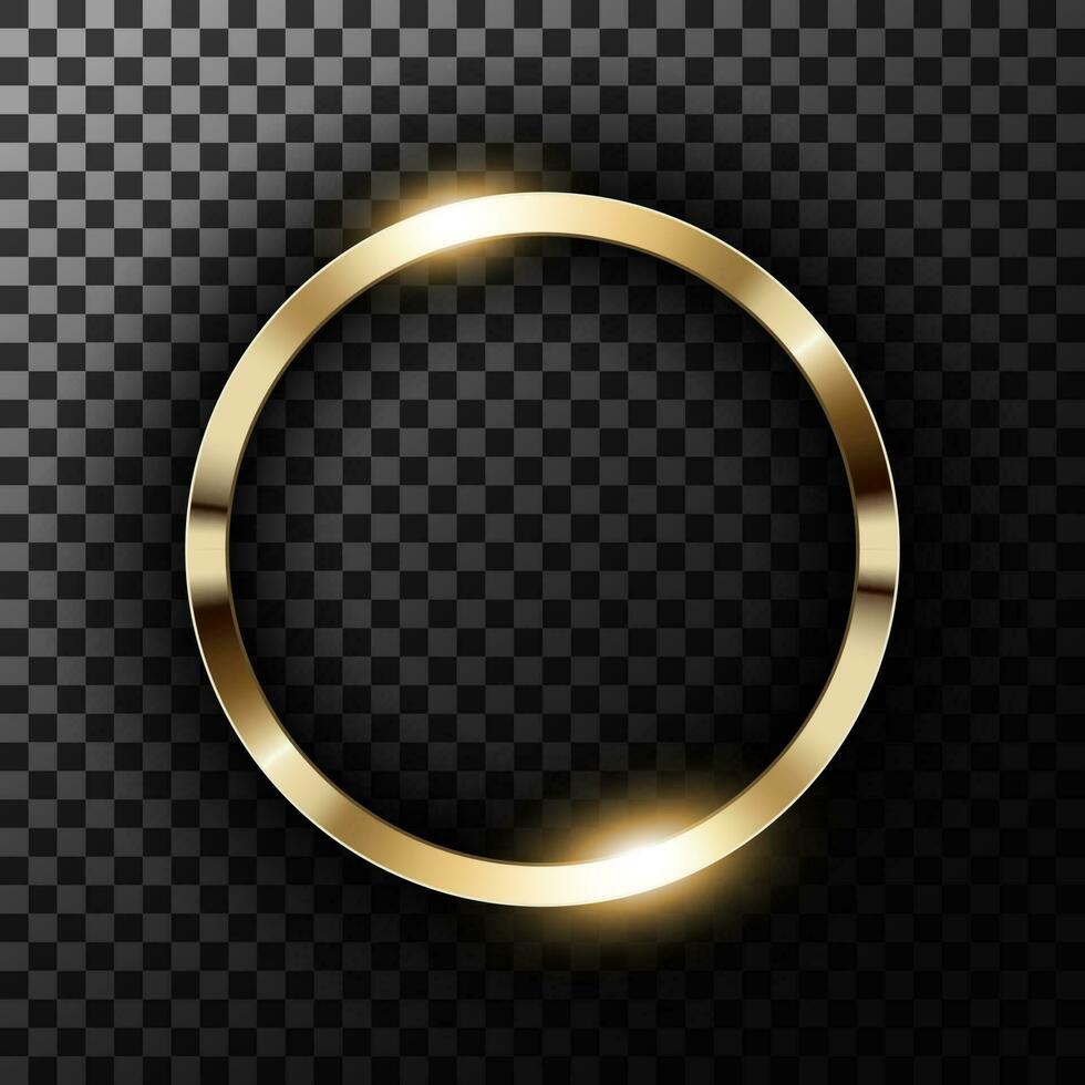 metalen goud ring Aan transparant getextureerd, vector illustratie
