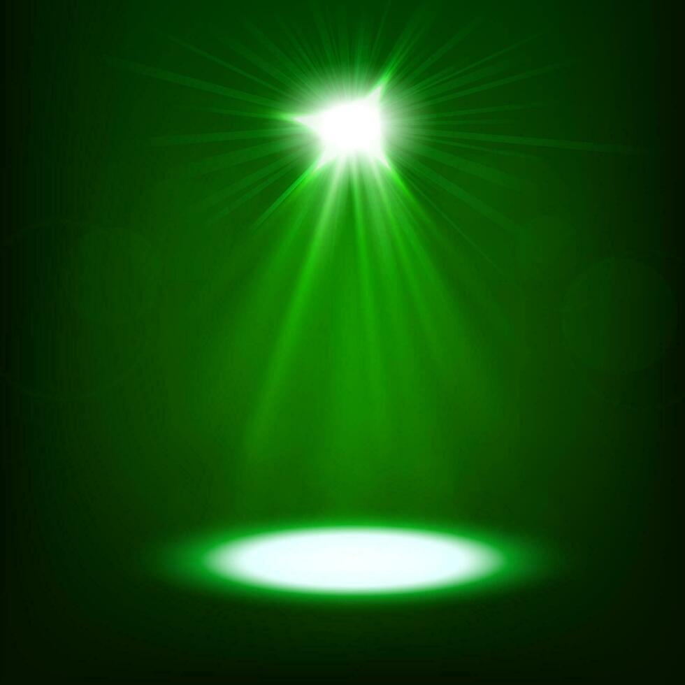 groen spotlight schijnend Aan donker achtergrond, vector illustratie
