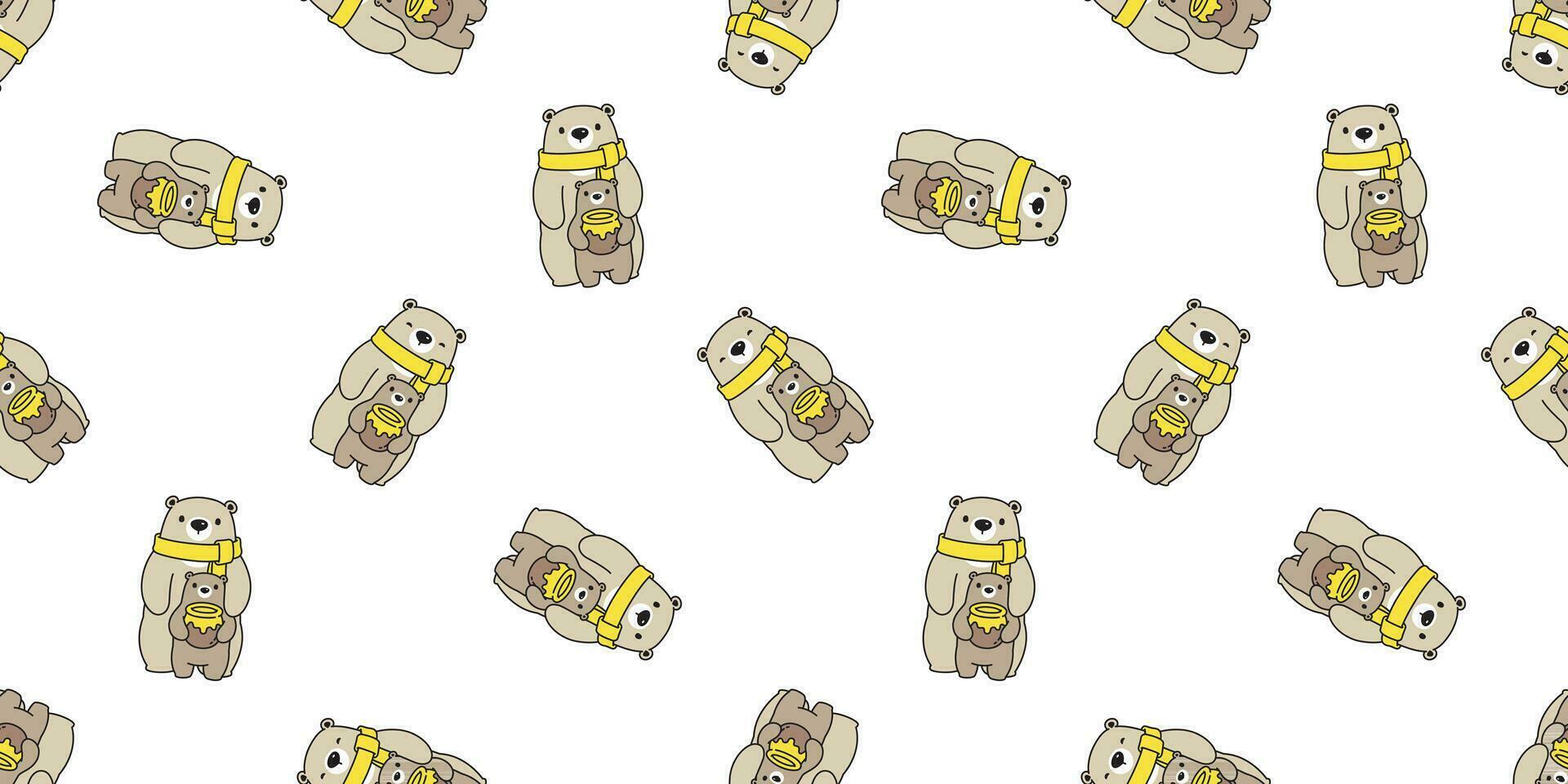 beer naadloos patroon vector honing polair beer familie sjaal geïsoleerd tekenfilm herhaling behang tegel achtergrond illustratie bruin