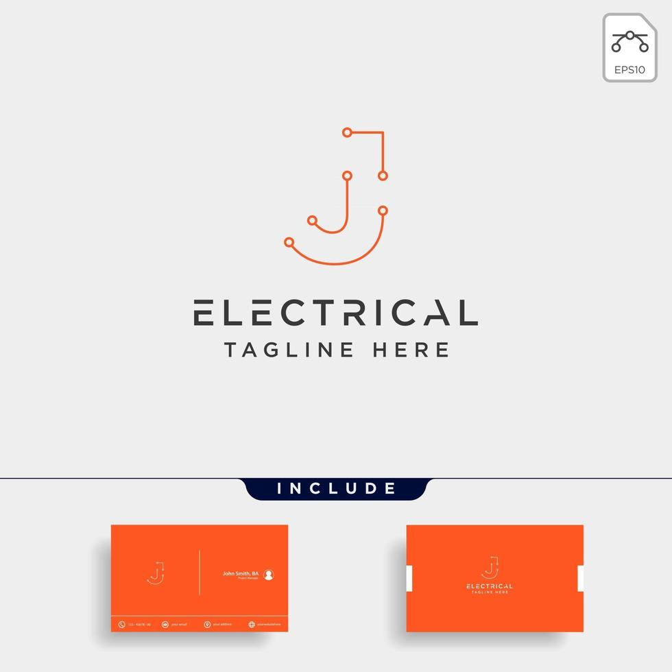 verbinden of elektrisch j logo ontwerp vector pictogram element geïsoleerd met visitekaartje omvatten