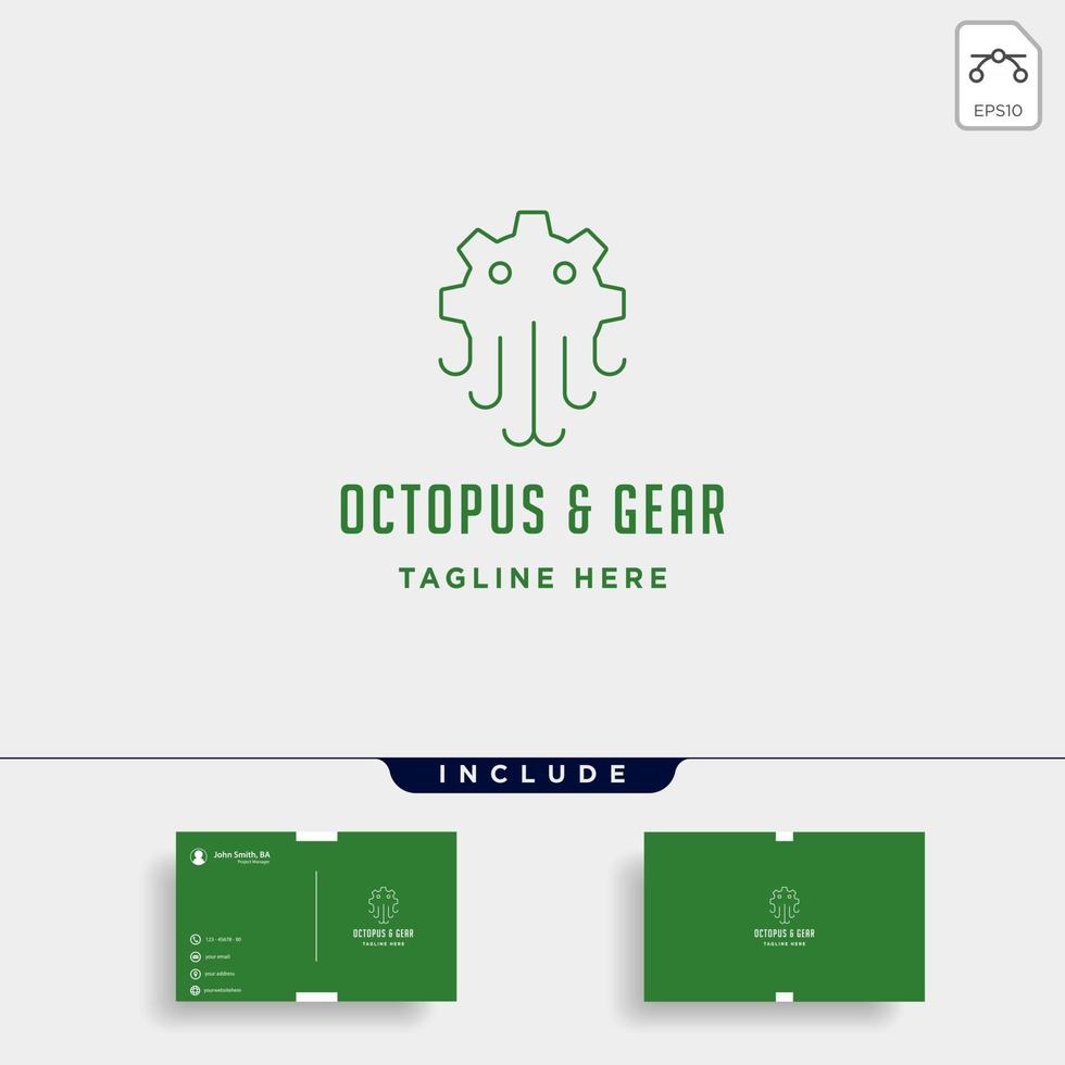 versnelling octopus logo vector zee-industrie lijn pictogram teken symbool illustratie geïsoleerd