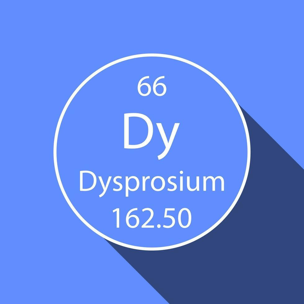 dysprosium symbool met lang schaduw ontwerp. chemisch element van de periodiek tafel. vector illustratie.