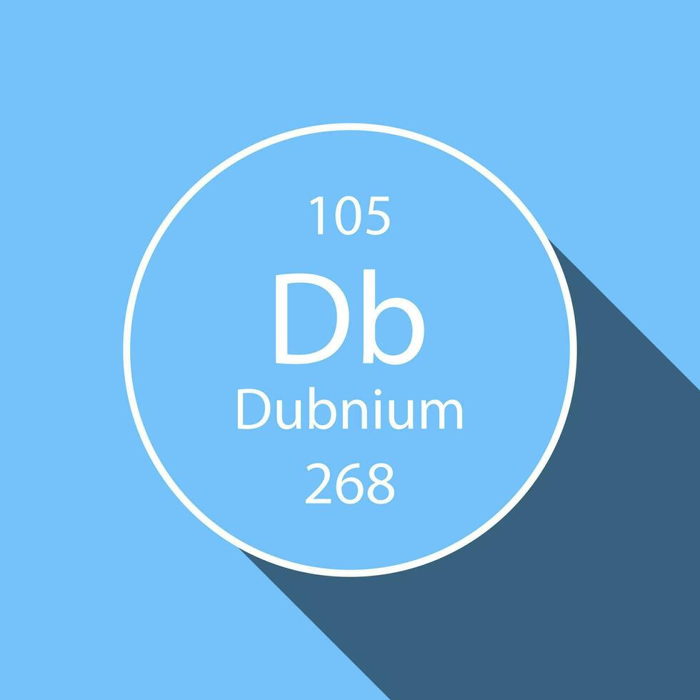 dubnium symbool met lang schaduw ontwerp. chemisch element van de periodiek tafel. vector illustratie.