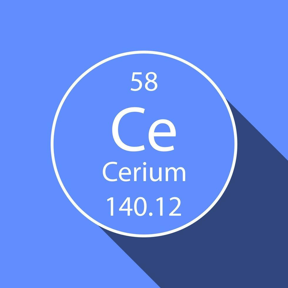 cerium symbool met lang schaduw ontwerp. chemisch element van de periodiek tafel. vector illustratie.