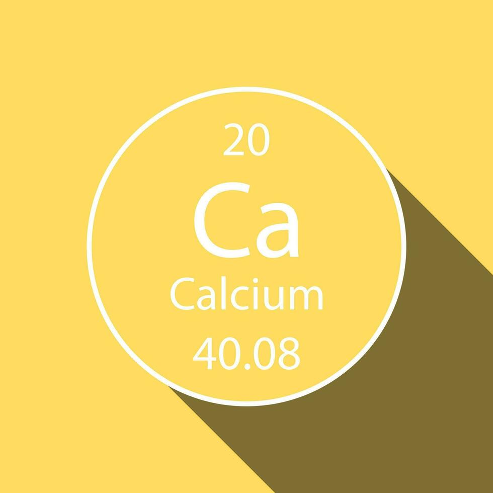 calcium symbool met lang schaduw ontwerp. chemisch element van de periodiek tafel. vector illustratie.