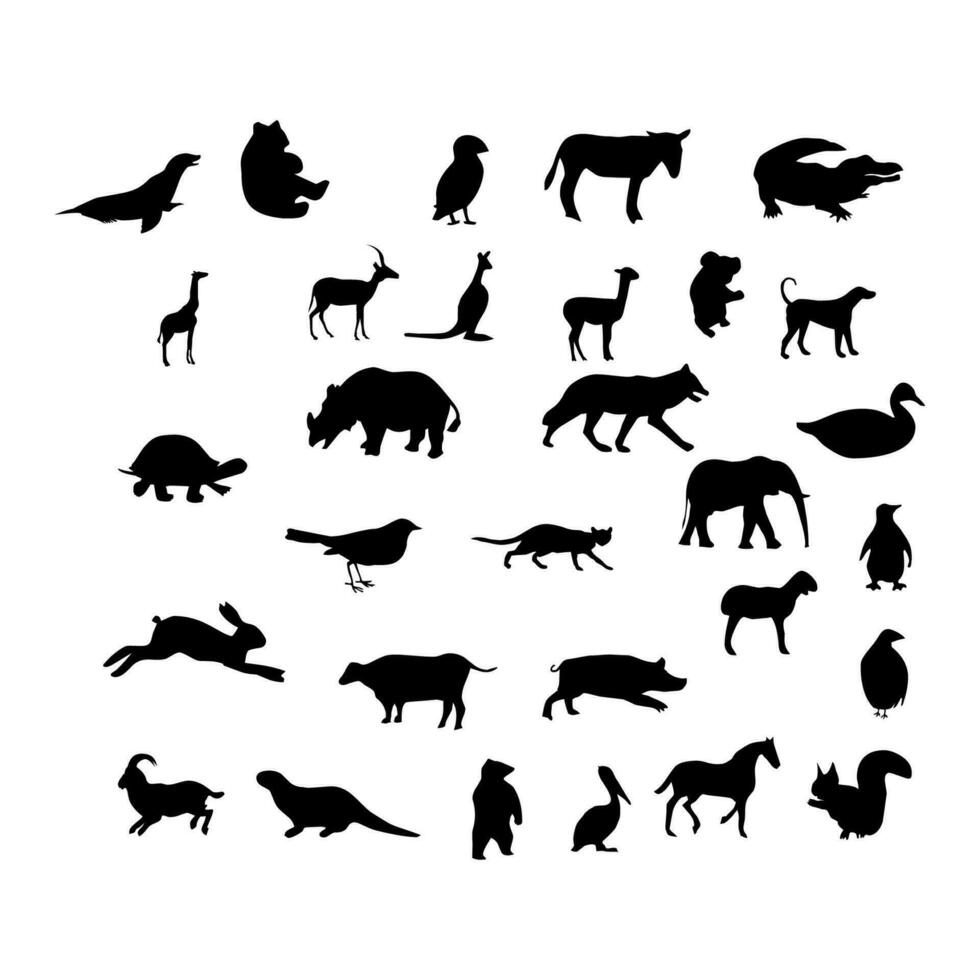 verzameling van silhouetten van vogels. vogelstand silhouetten vector Aan geïsoleerd achtergrond.