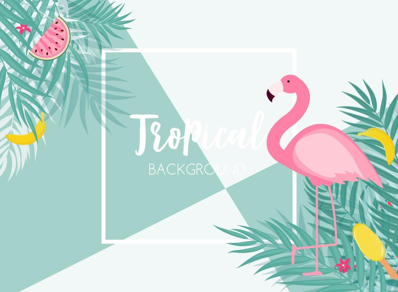 schattige zomer abstracte frame achtergrond met roze flamingo vectorillustratie vector