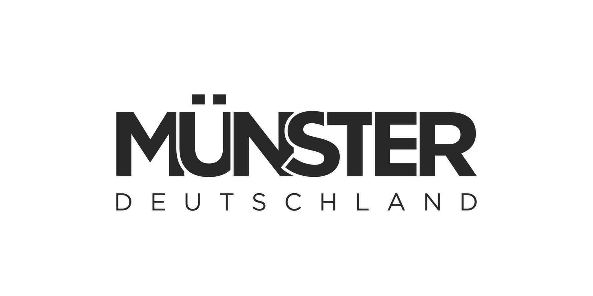 Munster duitsland, modern en creatief vector illustratie ontwerp met de stad van Duitsland net zo een grafisch symbool en tekst element