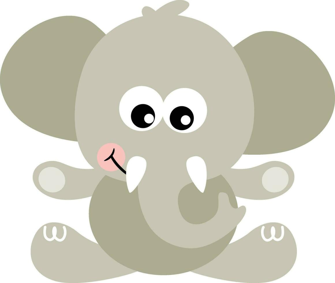 schattig grijs olifant zittend geïsoleerd Aan wit vector