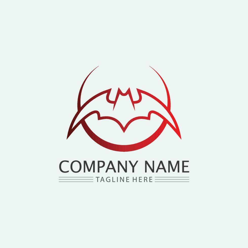 vleermuis logo dier en vector, vleugels, zwart, halloween, vampier, gothic, illustratie, ontwerp vleermuis icoon vector