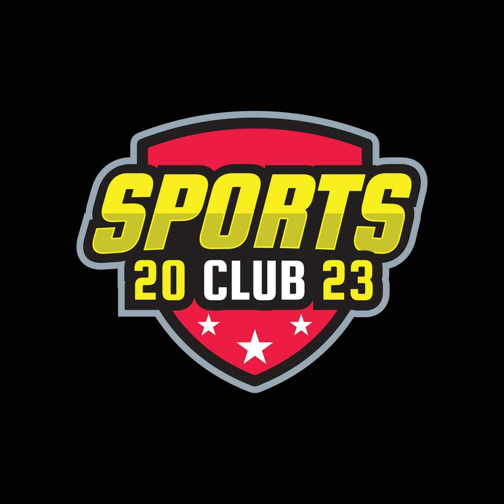 sport- club 2023 logo ontwerp concept met beschut en sterren, sport- club vector bewerkbare logo sjabloon