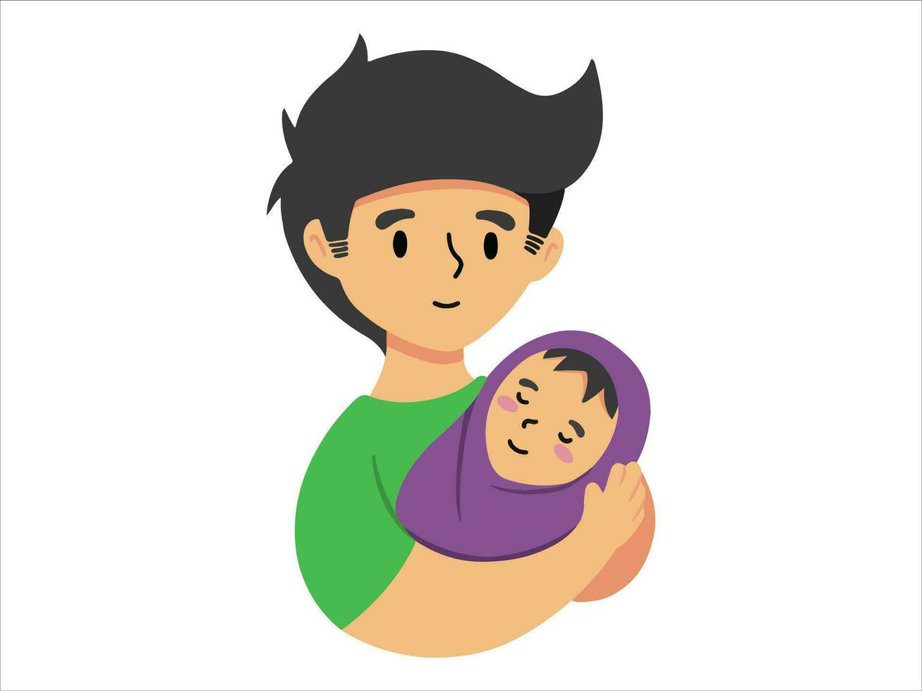 vader Holding baby of avatar icoon illustratie vector