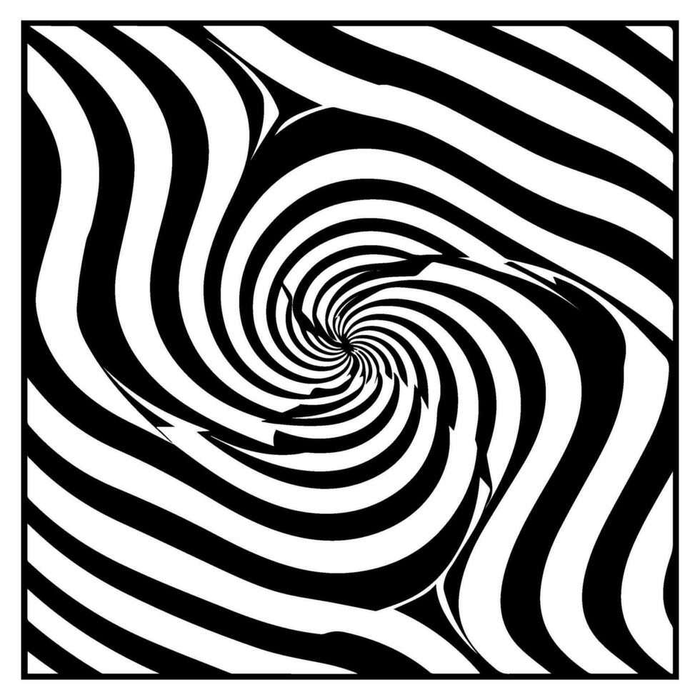 optisch illusie, zwart en wit spiraal, abstract vector icoon
