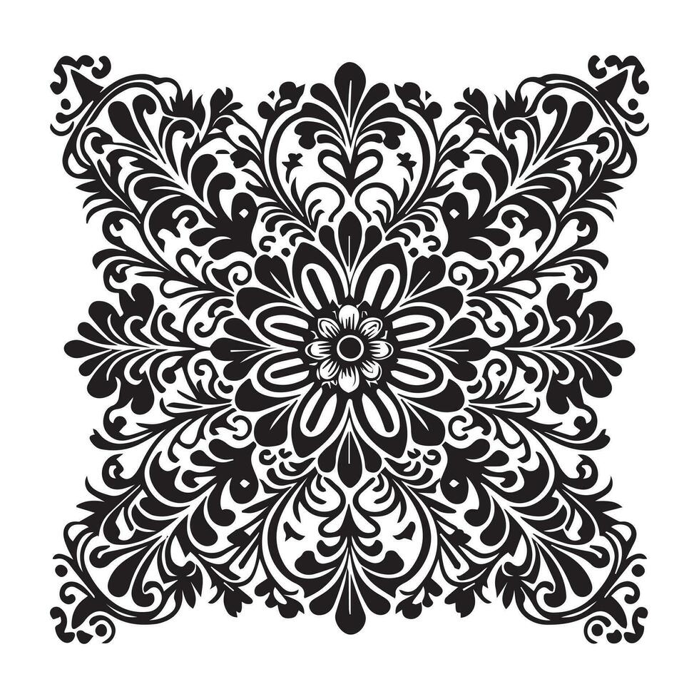 bloemen patroon lijn kunst illustratie zwart kleur, bloemen silhouet lijn kunst vector