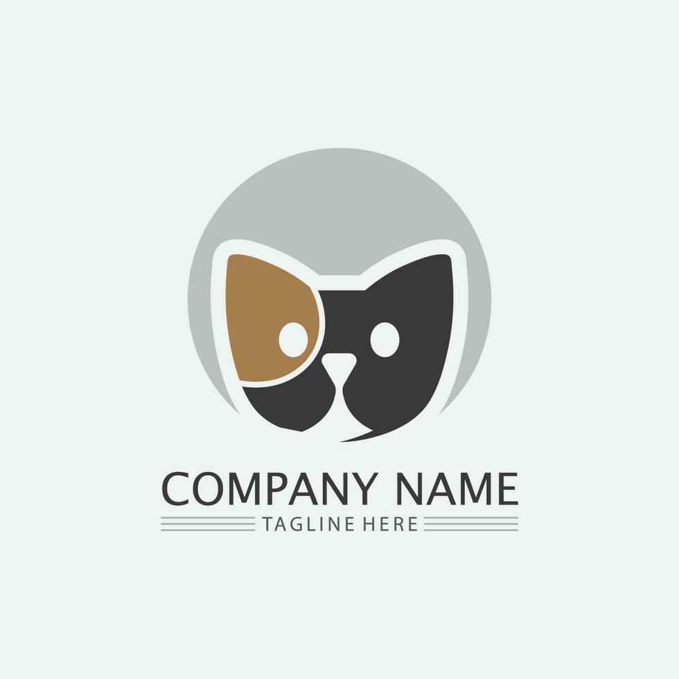 kat logo en vector dier pictogram voetafdruk kitten calico logo hond symbool cartoon karakter teken illustratie doodle ontwerp