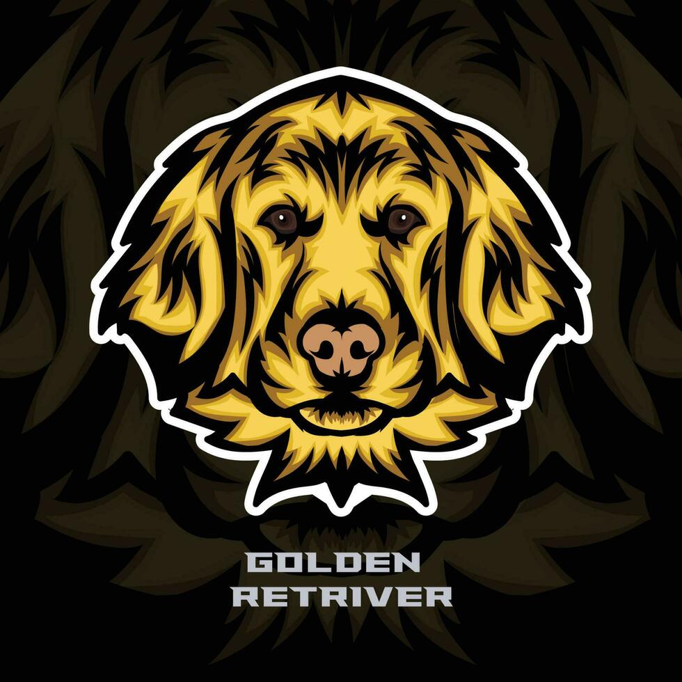 gouden terughalen hond gezicht vector voorraad illustratie, hond mascotte logo, hond gezicht logo vector