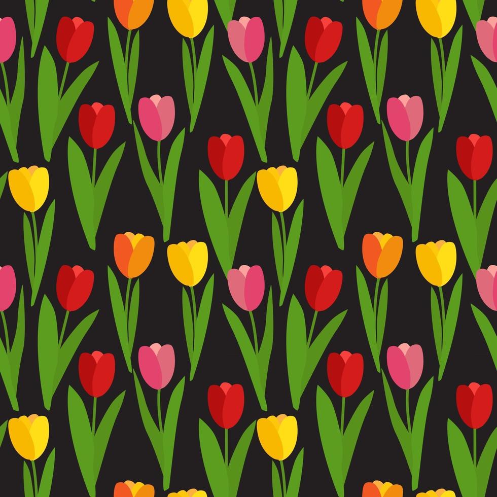 lente tulp bloemen naadloze patroon achtergrond vectorillustratie vector