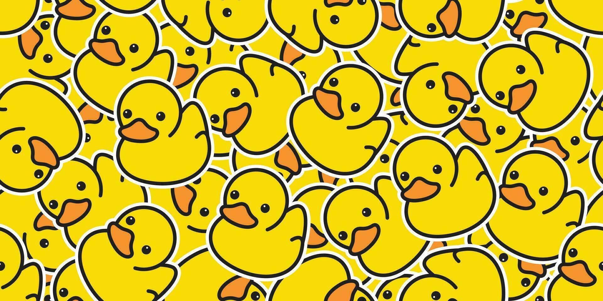 eend naadloos patroon vector rubber snoes geïsoleerd tekenfilm illustratie vogel bad douche herhaling behang tegel achtergrond geschenk inpakken papier geel