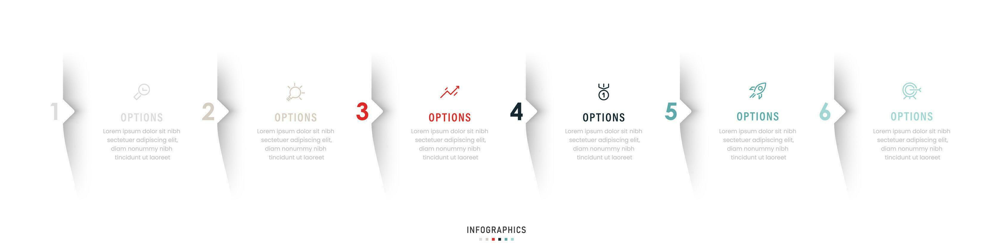 vector infographic labelontwerpsjabloon met pictogrammen en 6 opties of stappen. kan worden gebruikt voor procesdiagram, presentaties, workflowlay-out, banner, stroomschema, infografiek.