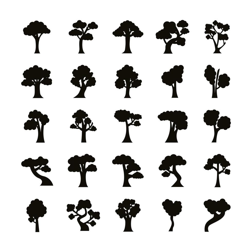 bundel van vijfentwintig bomen set pictogrammen vector