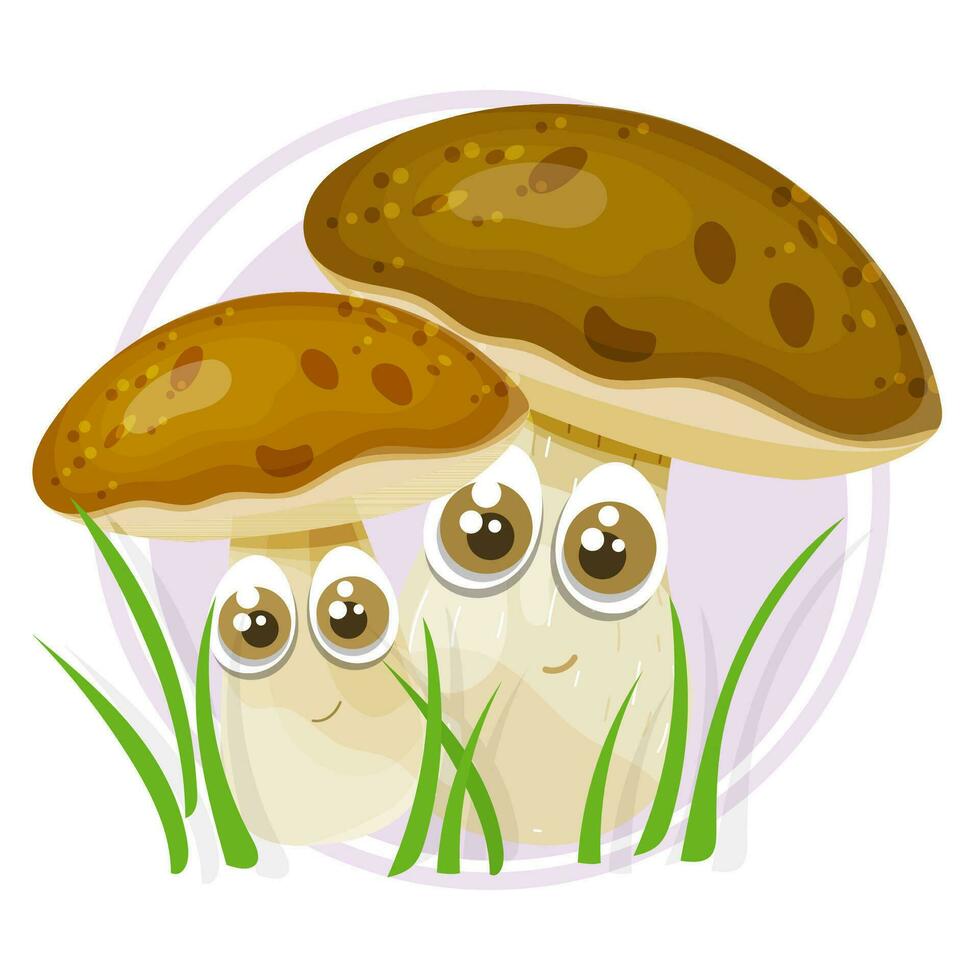 vriendelijk paddestoel vector tekenfilm illustratie. Woud champignons glimlachen geïsoleerd Aan een wit achtergrond.