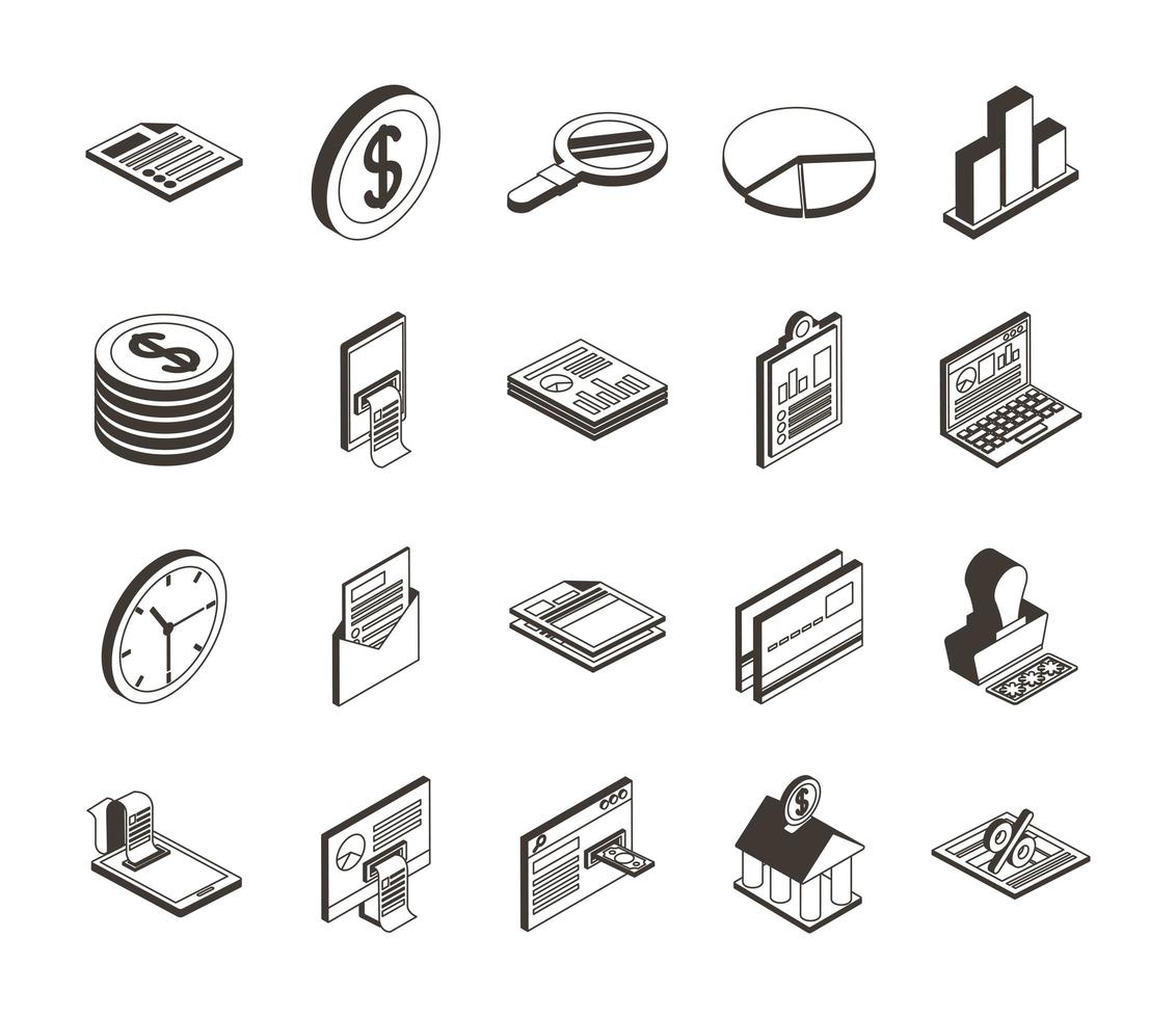 bundel van twintig belastingen set pictogrammen vector