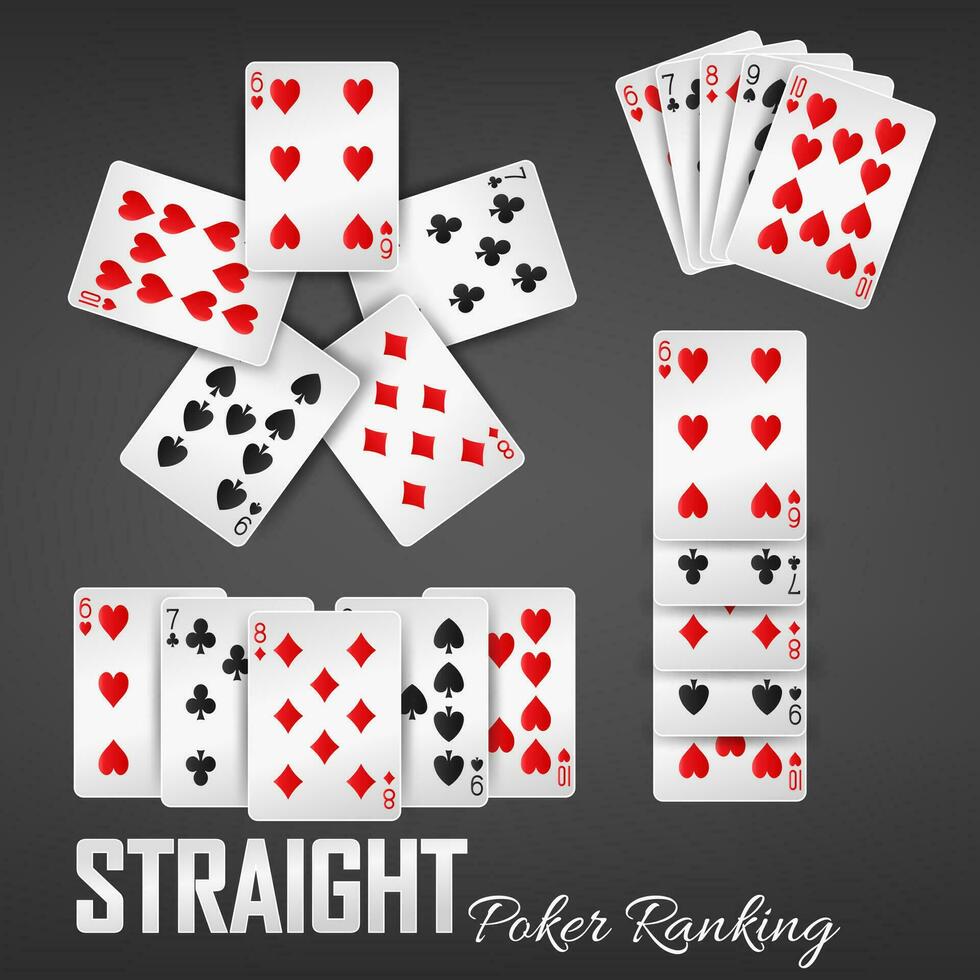 Rechtdoor poker ranking casino reeksen, vector illustratie