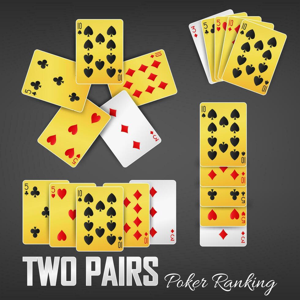 twee paren poker ranking casino reeksen, vector illustratie