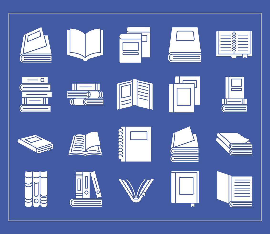 boeken silhouet stijl iconen vector ontwerp