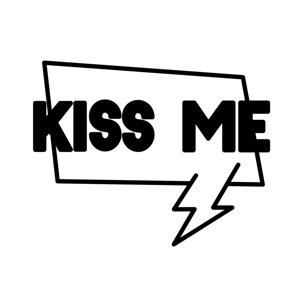 tekstballon met kiss me word popart lijnstijl vector