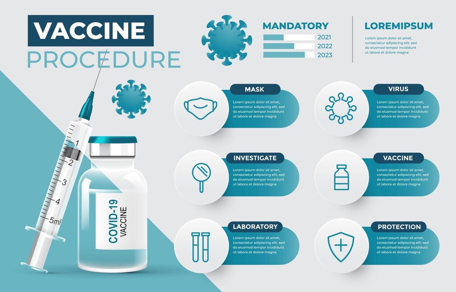 vaccin procedure infographic sjabloon vector
