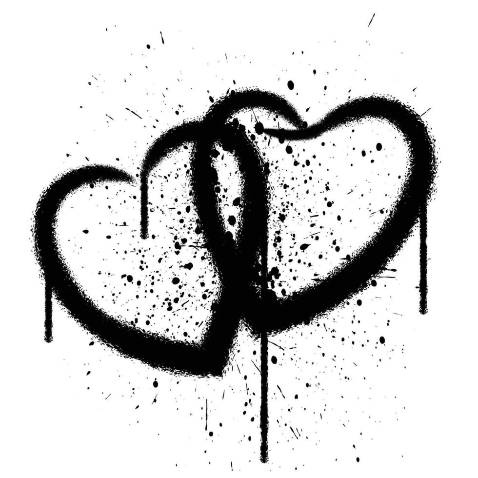 vector graffiti verstuiven verf twee hart geïsoleerd vector illustratie