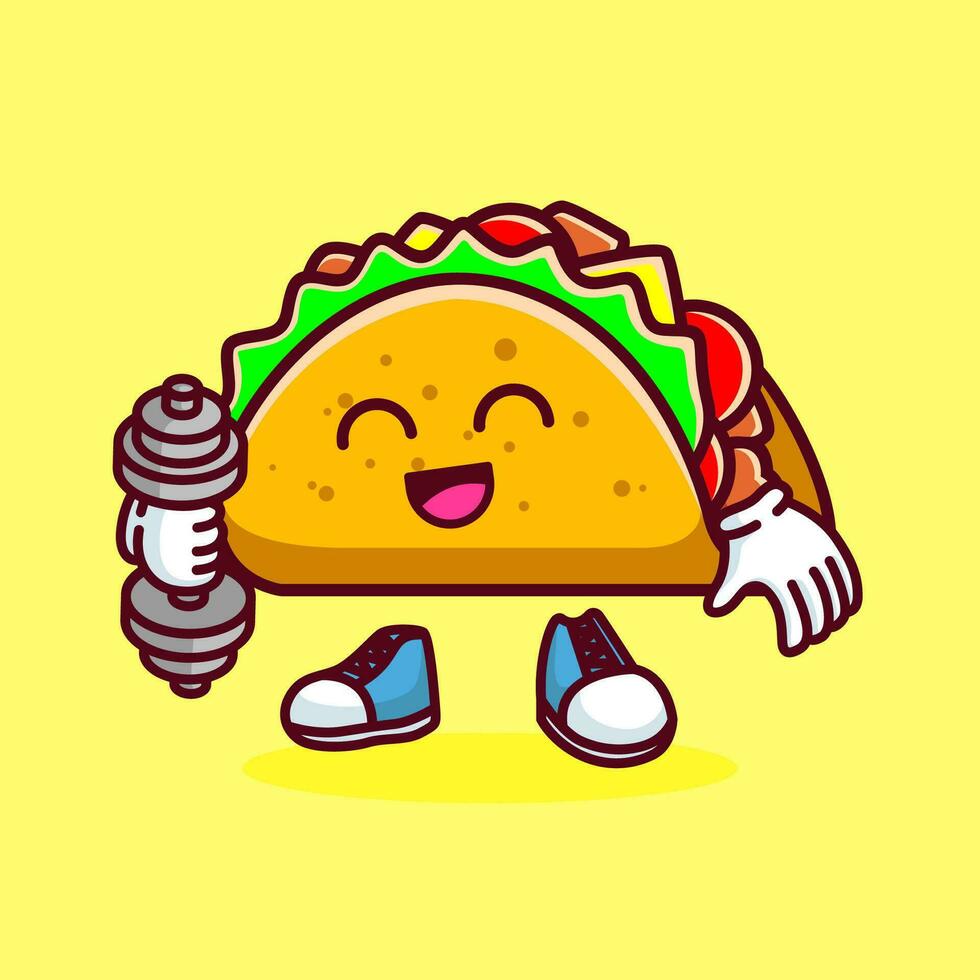 vector illustratie van kawaii taco tekenfilm karakter met halter. vector eps 10