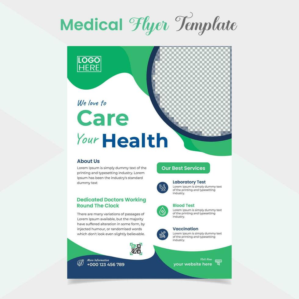 medisch gezondheidszorg folder en poster sjabloon ontwerp vector