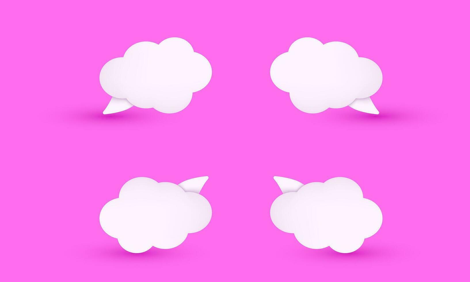 modern 3d realistisch roze schattig reeks verzameling wolk toespraak bubbel illustratie modieus icoon stijl voorwerp symbolen geïsoleerd Aan achtergrond vector