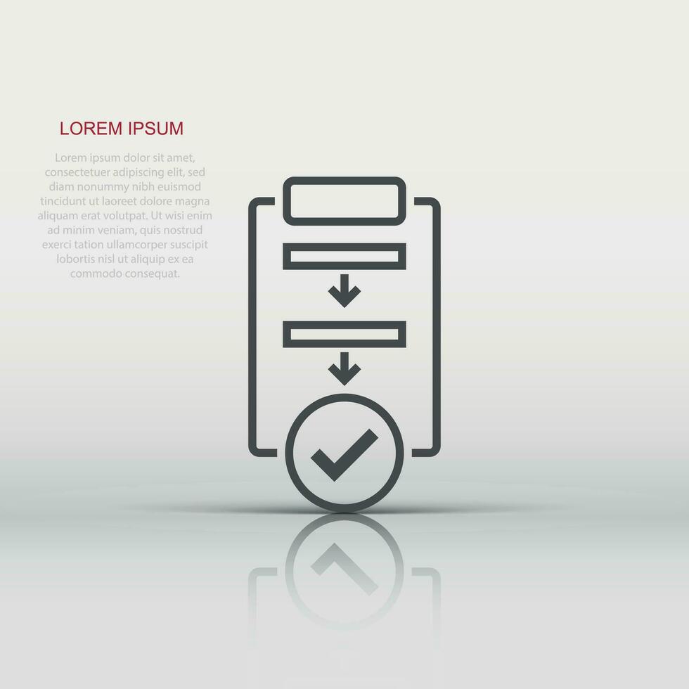 procedure lijst icoon in vlak stijl. document project vector illustratie Aan wit geïsoleerd achtergrond. checklist bedrijf concept.